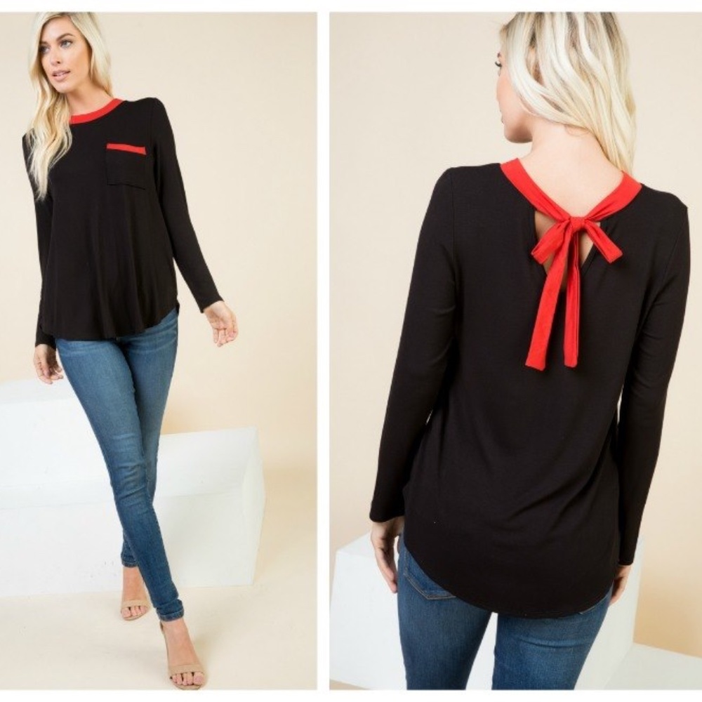Black Top With Red Tie